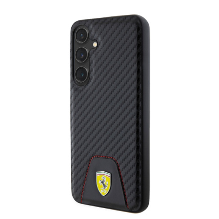 Ferrari PU Leather Bottom Carbon Zadní Kryt pro Samsung Galaxy S24+ Black, FEHCS24MN3PUK