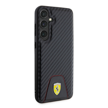 Ferrari PU Leather Bottom Carbon Zadní Kryt pro Samsung Galaxy S24+ Black, FEHCS24MN3PUK