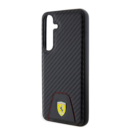 Ferrari PU Leather Bottom Carbon Zadní Kryt pro Samsung Galaxy S24+ Black, FEHCS24MN3PUK