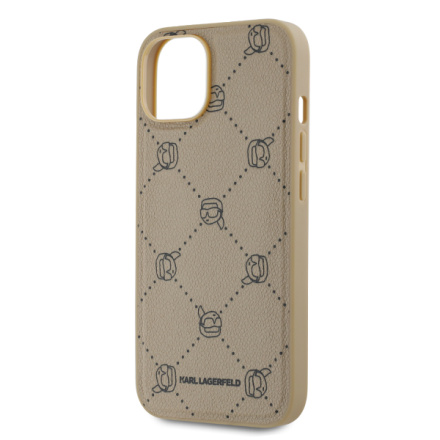 Karl Lagerfeld PU Karl Heads Pattern Magsafe Zadní Kryt pro iPhone 14 Beige, KLHMP14SPGKHPHE