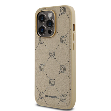 Karl Lagerfeld PU Karl Heads Pattern Magsafe Zadní Kryt pro iPhone 14 Pro Beige, KLHMP14LPGKHPHE