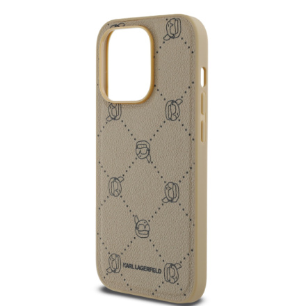 Karl Lagerfeld PU Karl Heads Pattern Magsafe Zadní Kryt pro iPhone 14 Pro Beige, KLHMP14LPGKHPHE