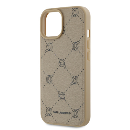 Karl Lagerfeld PU Karl Heads Pattern Magsafe Zadní Kryt pro iPhone 15 Beige, KLHMP15SPGKHPHE