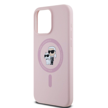 Karl Lagerfeld Liquid Silicone Karl and Choupette Magsafe Zadní Kryt pro iPhone 15 Pro Max Pink, KLHMP15XSCMKCRHP