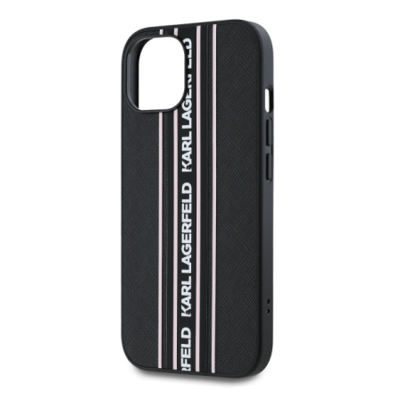 Karl Lagerfeld PU Saffiano Athleisure Stripe and Strap Zadní Kryt pro iPhone 15 Pink, KLHCP15SPAMSCNSP