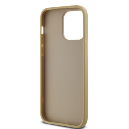 Karl Lagerfeld Wrinkled PU Signature Logo Zadní Kryt pro iPhone 14 Pro Max Gold, KLHCP14XPFMFBKMD