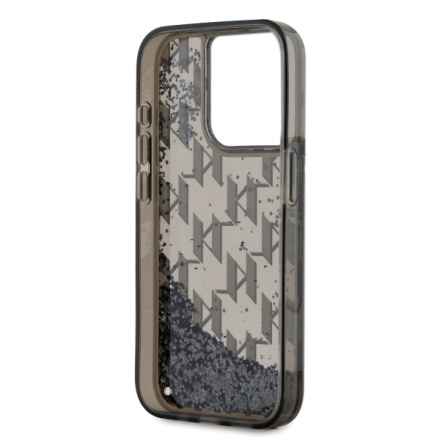 Karl Lagerfeld Liquid Glitter Monogram Gradient Zadní Kryt pro iPhone 15 Pro Max Black, KLHCP15XLKLGKCCK