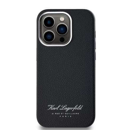 Karl Lagerfeld Grained PU Hotel RSG Zadní Kryt pro iPhone 14 Pro Black, KLHCP14LPGWCMKHK