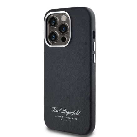 Karl Lagerfeld Grained PU Hotel RSG Zadní Kryt pro iPhone 14 Pro Black, KLHCP14LPGWCMKHK