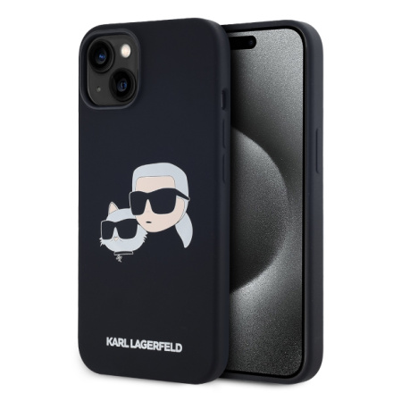 Karl Lagerfeld Liquid Silicone Double Heads Magsafe Zadní Kryt pro iPhone 14 Black, KLHMP14SSKCHPPLK