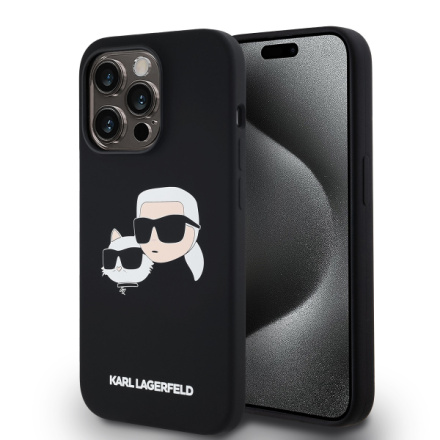 Karl Lagerfeld Liquid Silicone Double Heads Magsafe Zadní Kryt pro iPhone 14 Pro Black, KLHMP14LSKCHPPLK