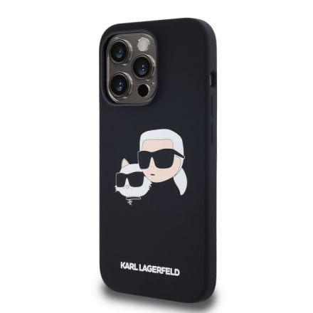 Karl Lagerfeld Liquid Silicone Double Heads Magsafe Zadní Kryt pro iPhone 14 Pro Max Black, KLHMP14XSKCHPPLK