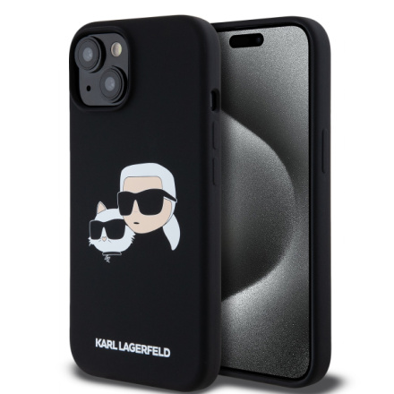 Karl Lagerfeld Liquid Silicone Double Heads Magsafe Zadní Kryt pro iPhone 15 Black, KLHMP15SSKCHPPLK