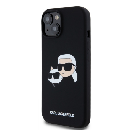 Karl Lagerfeld Liquid Silicone Double Heads Magsafe Zadní Kryt pro iPhone 15 Black, KLHMP15SSKCHPPLK