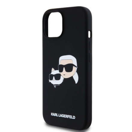 Karl Lagerfeld Liquid Silicone Double Heads Magsafe Zadní Kryt pro iPhone 15 Black, KLHMP15SSKCHPPLK