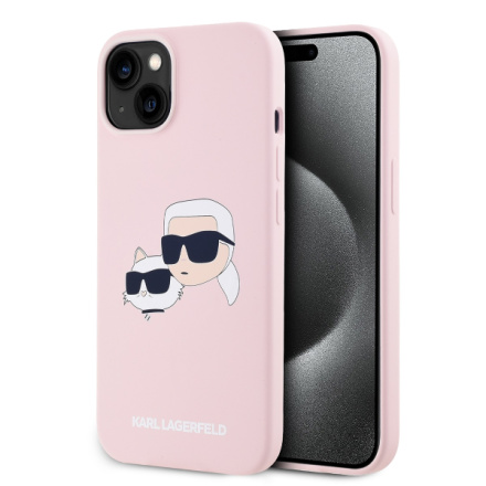 Karl Lagerfeld Liquid Silicone Double Heads Magsafe Zadní Kryt pro iPhone 14 Pink, KLHMP14SSKCHPPLP