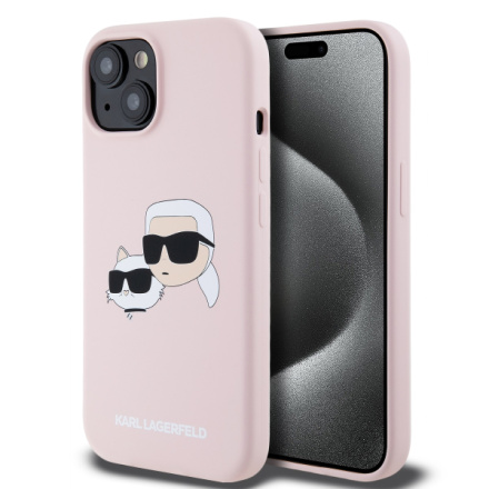 Karl Lagerfeld Liquid Silicone Double Heads Magsafe Zadní Kryt pro iPhone 15 Pink, KLHMP15SSKCHPPLP