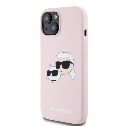 Karl Lagerfeld Liquid Silicone Double Heads Magsafe Zadní Kryt pro iPhone 15 Pink, KLHMP15SSKCHPPLP