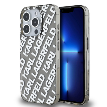 Karl Lagerfeld IML Electroplated Repeated Logo Zadní Kryt pro iPhone 15 Pro Silver, KLHCP15LHKFOEMS
