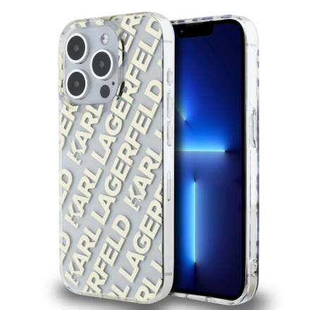 Karl Lagerfeld IML Electroplated Repeated Logo Zadní Kryt pro iPhone 15 Pro Gold, KLHCP15LHKFOEMD