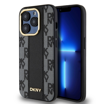 DKNY PU Leather Checkered Pattern Magsafe Zadní Kryt pro iPhone 15 Pro Max Black, DKHMP15XPCPVSLK