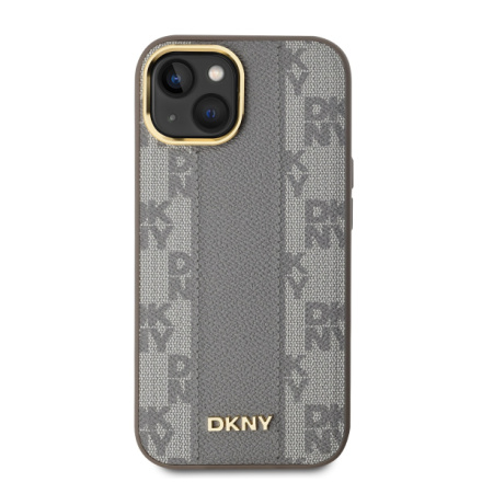 DKNY PU Leather Checkered Pattern Magsafe Zadní Kryt pro iPhone 15 Beige, DKHMP15SPCPVSLE