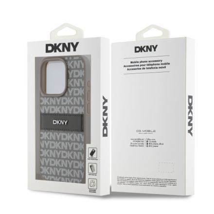 DKNY PU Leather Repeat Pattern Tonal Stripe Zadní Kryt pro iPhone 15 Pro Max Beige, DKHCP15XPRTHSLE