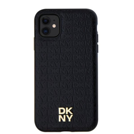 DKNY PU Leather Repeat Pattern Stack Logo Magsafe Zadní Kryt pro iPhone 11 Black, DKHMN61PSHRPSK