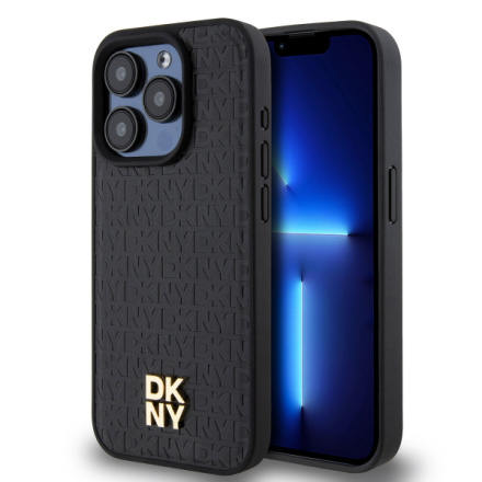 DKNY PU Leather Repeat Pattern Stack Logo Magsafe Zadní Kryt pro iPhone 12/12 Pro Black, DKHMP12MPSHRPSK