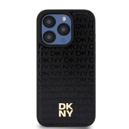 DKNY PU Leather Repeat Pattern Stack Logo Magsafe Zadní Kryt pro iPhone 12/12 Pro Black, DKHMP12MPSHRPSK