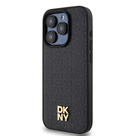 DKNY PU Leather Repeat Pattern Stack Logo Magsafe Zadní Kryt pro iPhone 13 Pro Black, DKHMP13LPSHRPSK