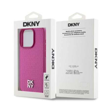 DKNY PU Leather Repeat Pattern Stack Logo Magsafe Zadní Kryt pro iPhone 15 Pro Pink, DKHMP15LPSHRPSP