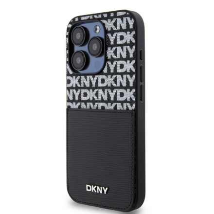 DKNY PU Leather Repeat Pattern Card Pocket Zadní Kryt pro iPhone 14 Pro Black, DKHCP14LPCRTHLK