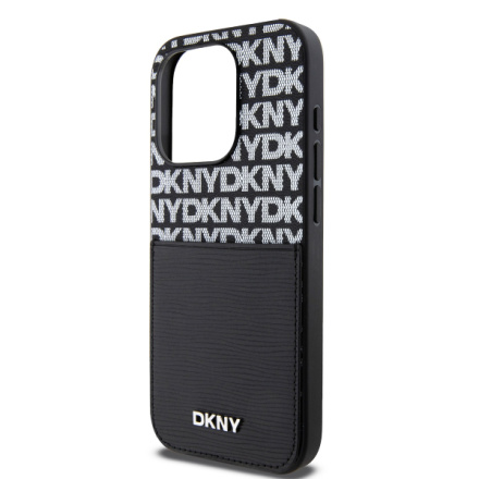 DKNY PU Leather Repeat Pattern Card Pocket Zadní Kryt pro iPhone 14 Pro Black, DKHCP14LPCRTHLK