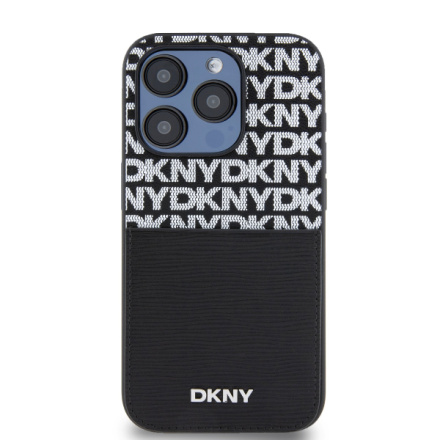 DKNY PU Leather Repeat Pattern Card Pocket Zadní Kryt pro iPhone 14 Pro Max Black, DKHCP14XPCRTHLK