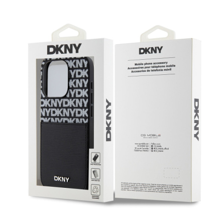 DKNY PU Leather Repeat Pattern Card Pocket Zadní Kryt pro iPhone 15 Pro Max Black, DKHCP15XPCRTHLK