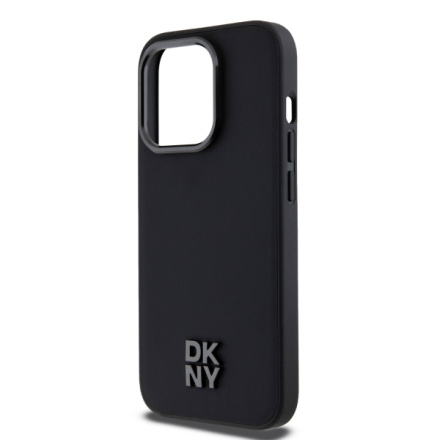 DKNY PU Leather Stack Logo Magsafe Zadní Kryt pro iPhone 14 Pro Black, DKHMP14LPSMCSLK