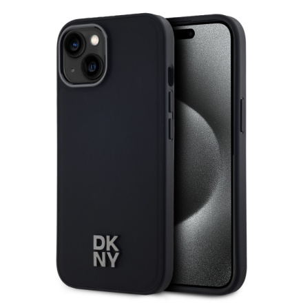 DKNY PU Leather Stack Logo Magsafe Zadní Kryt pro iPhone 15 Black, DKHMP15SPSMCSLK