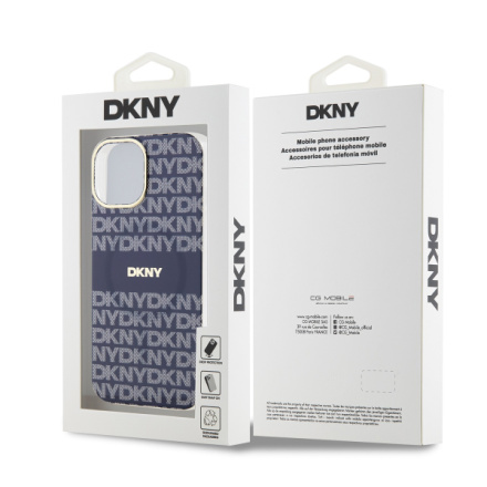 DKNY PC/TPU Repeat Pattern Tonal Stripe Magsafe Zadní Kryt pro iPhone 15 Blue, DKHMP15SHRHSEB