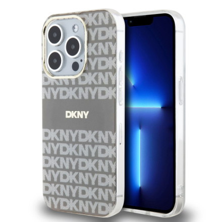 DKNY PC/TPU Repeat Pattern Tonal Stripe Magsafe Zadní Kryt pro iPhone 15 Pro Beige, DKHMP15LHRHSEE