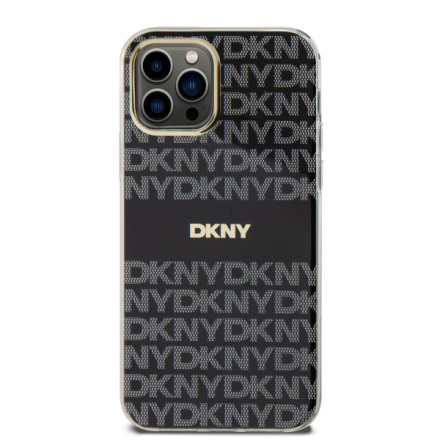 DKNY PC/TPU Repeat Pattern Tonal Stripe Magsafe Zadní Kryt pro iPhone 12/12 Pro Black, DKHMP12MHRHSEK