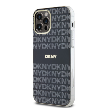 DKNY PC/TPU Repeat Pattern Tonal Stripe Magsafe Zadní Kryt pro iPhone 12/12 Pro Black, DKHMP12MHRHSEK