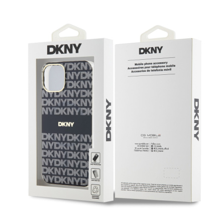 DKNY PC/TPU Repeat Pattern Tonal Stripe Magsafe Zadní Kryt pro iPhone 14 Black, DKHMP14SHRHSEK