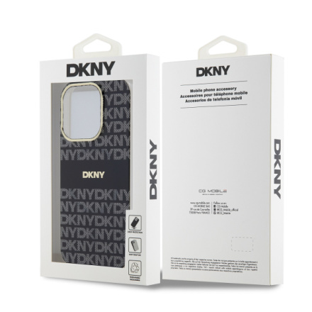 DKNY PC/TPU Repeat Pattern Tonal Stripe Magsafe Zadní Kryt pro iPhone 15 Pro Black, DKHMP15LHRHSEK
