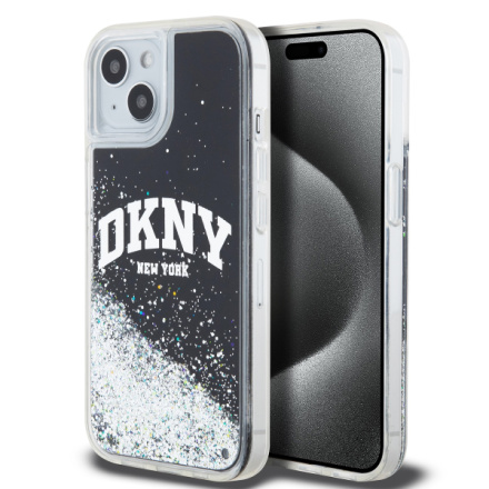 DKNY Liquid Glitter Arch Logo Zadní Kryt pro iPhone 14 Black, DKHCP14SLBNAEK