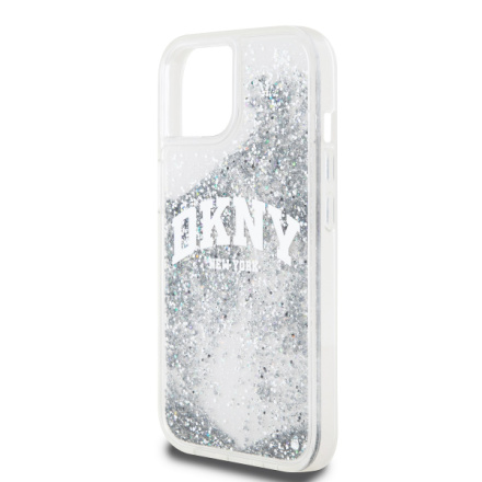 DKNY Liquid Glitter Arch Logo Zadní Kryt pro iPhone 15 Transparent, DKHCP15SLBNAET