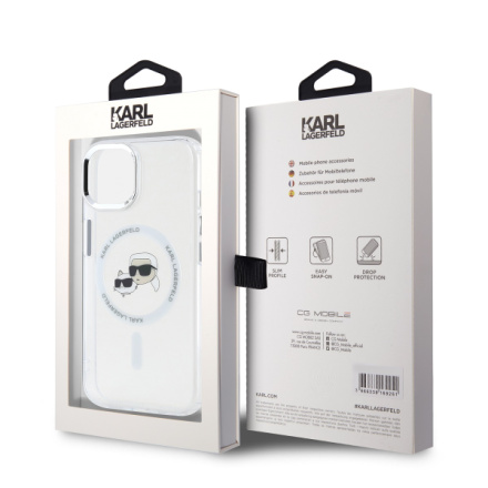 Karl Lagerfeld IML K&CH Heads Metal Frame MagSafe Zadní Kryt pro iPhone 14 Transparent, KLHMP14SHLSKCH