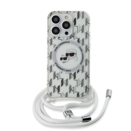 Karl Lagerfeld IML Monogram Crossbody K&CH Heads MagSafe Zadní Kryt pro iPhone 14 Pro Max Transparent, KLHMP14XHCKCKLCT