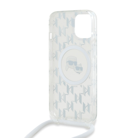 Karl Lagerfeld IML Monogram Crossbody K&CH Heads MagSafe Zadní Kryt pro iPhone 15 Transparent, KLHMP15SHCKCKLCT