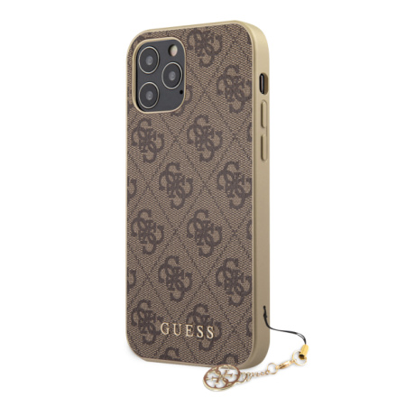 Guess 4G Charm Zadní Kryt pro iPhone 12/12 Pro 6.1 Brown, GUHCP12MGF4GBR